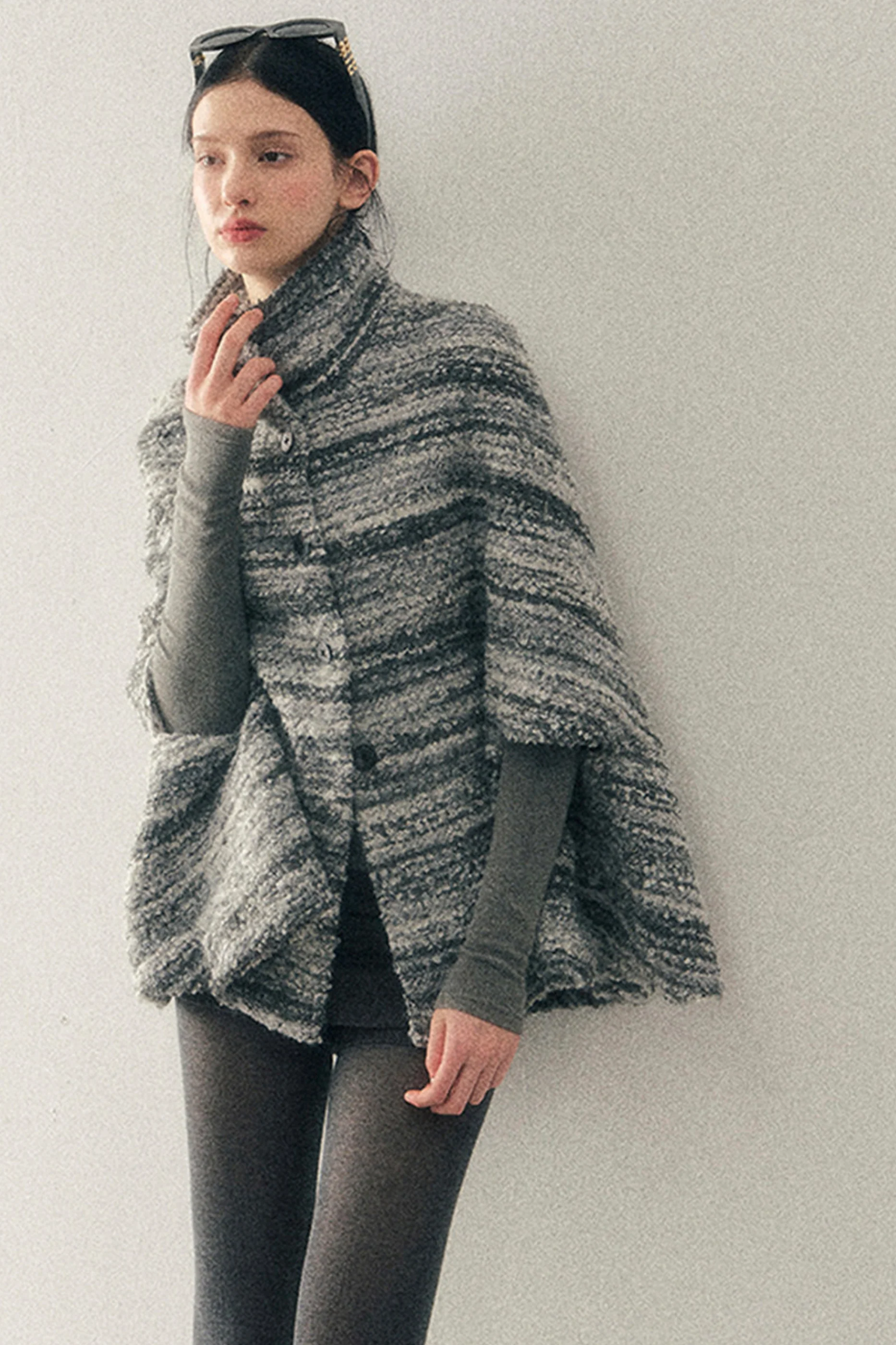 French Striped Wool Turtleneck Coat - Image 3