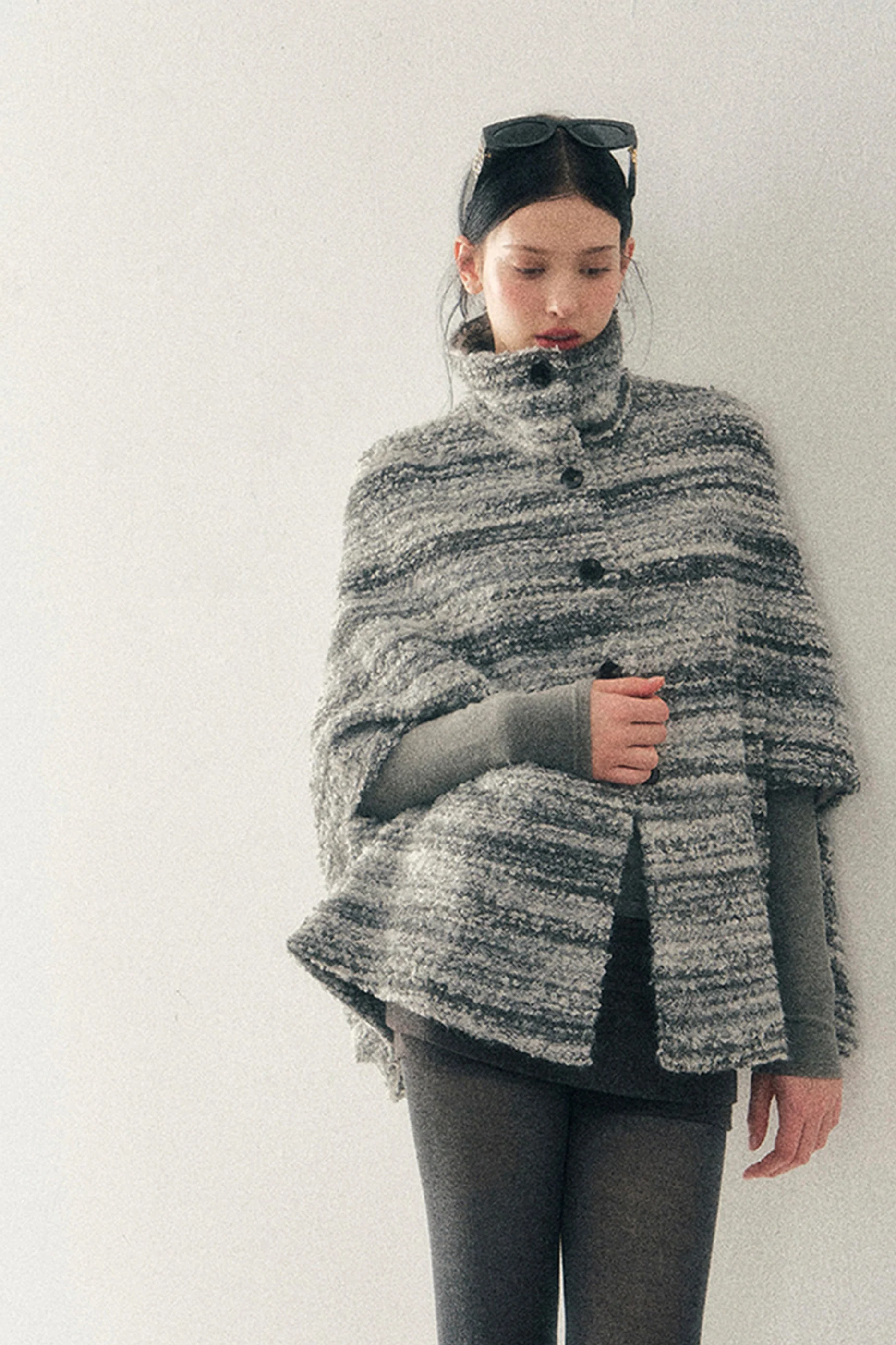 French Striped Wool Turtleneck Coat - Image 4