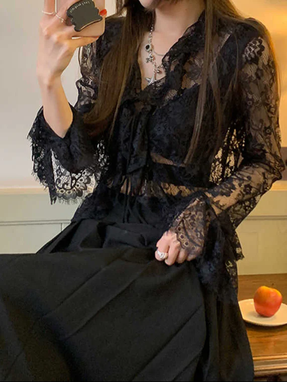 French Style Lace Shawl Cardigan - Image 3