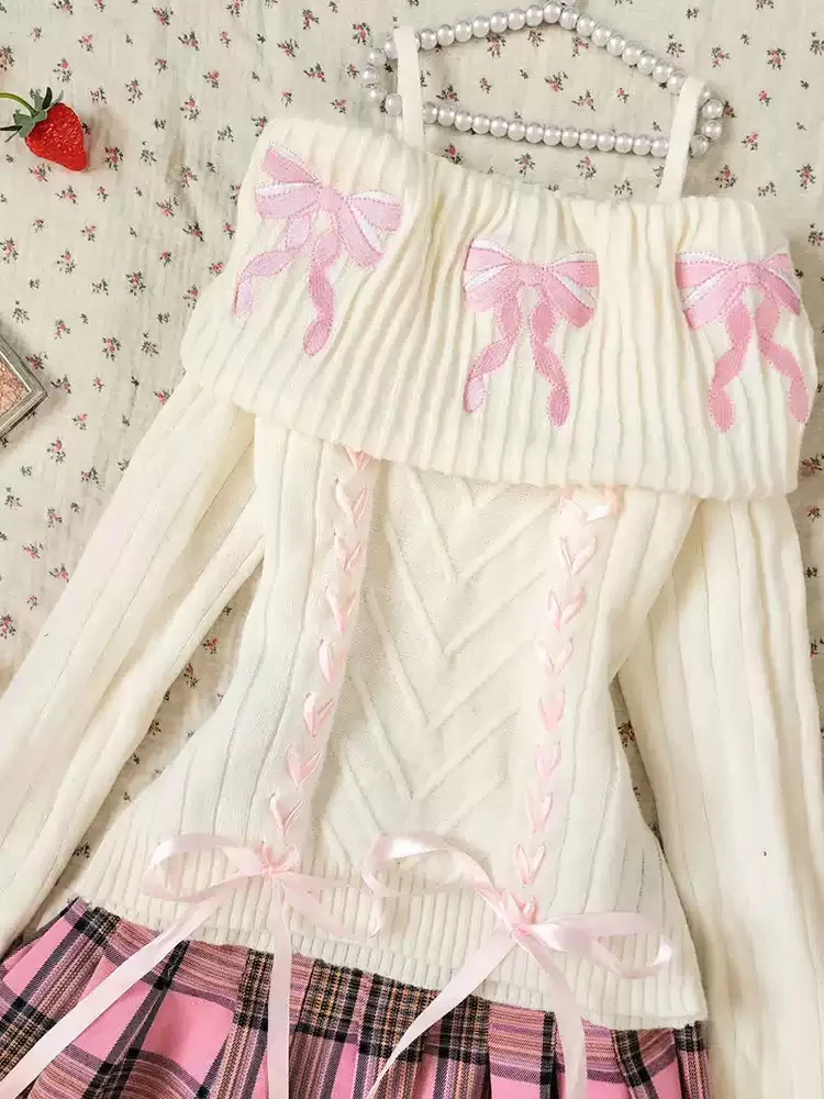 French sweet bow sweater - Image 2