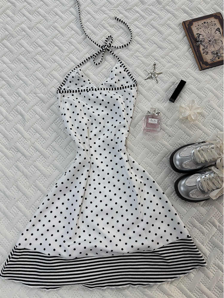 French White Polka Dot Dress - Image 2