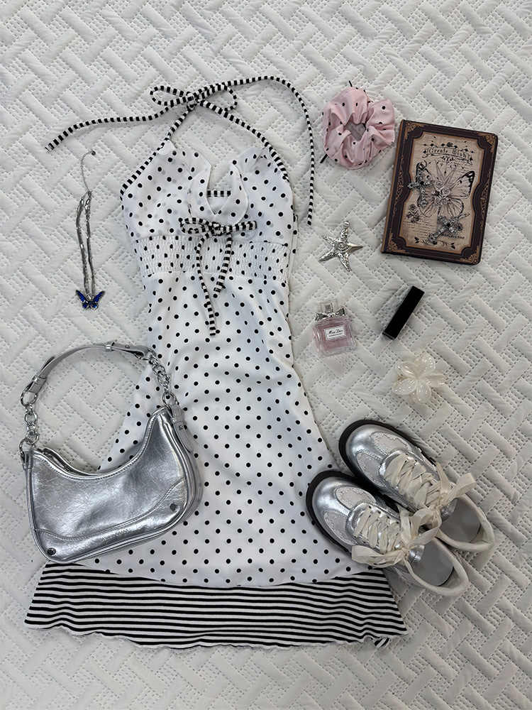 French White Polka Dot Dress - Image 4