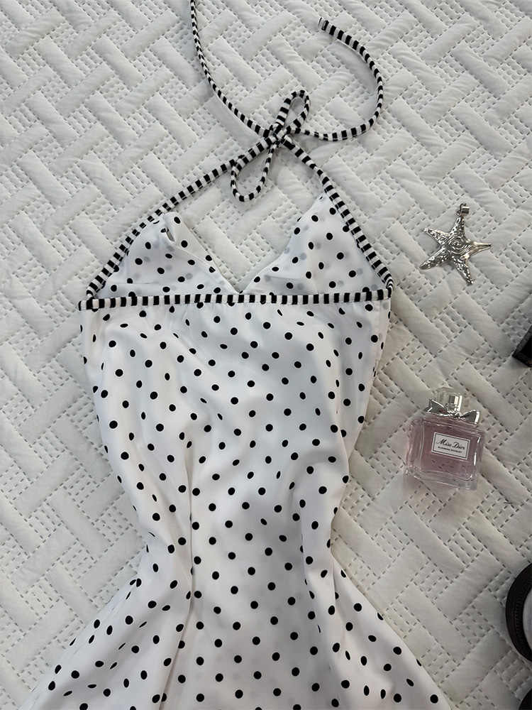 French White Polka Dot Dress - Image 5