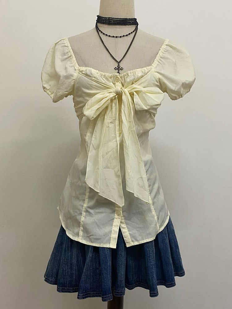 French Yellow Short-sleeved Shirt - Image 5