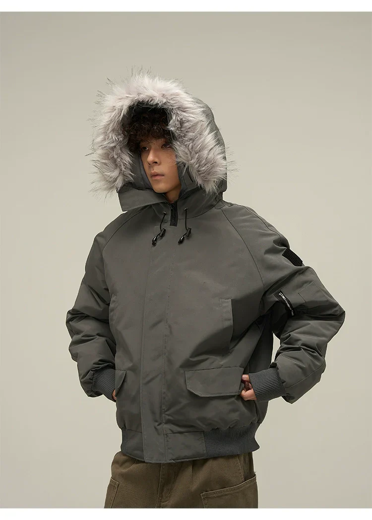 Full Zip Front Fur Hooded Puffer Jacket - Image 5