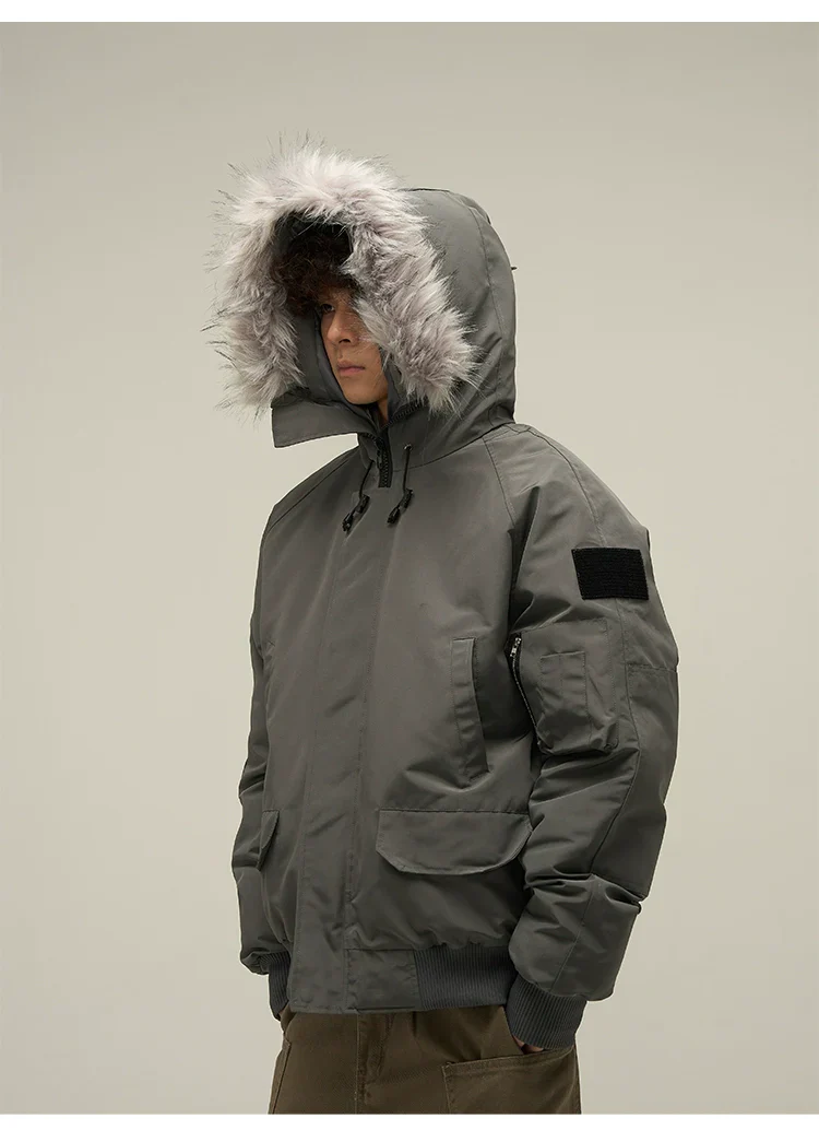 Full Zip Front Fur Hooded Puffer Jacket - Image 6