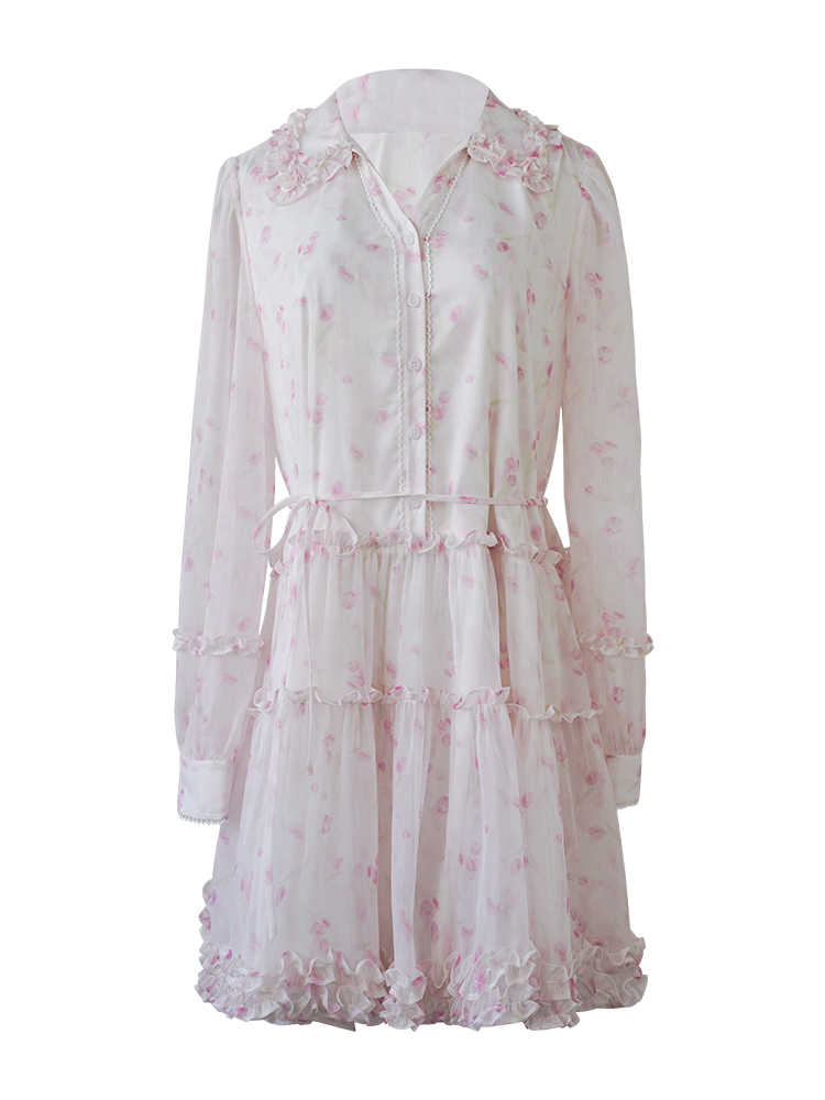 Fungus-edged Chiffon Lace Dress - Image 6
