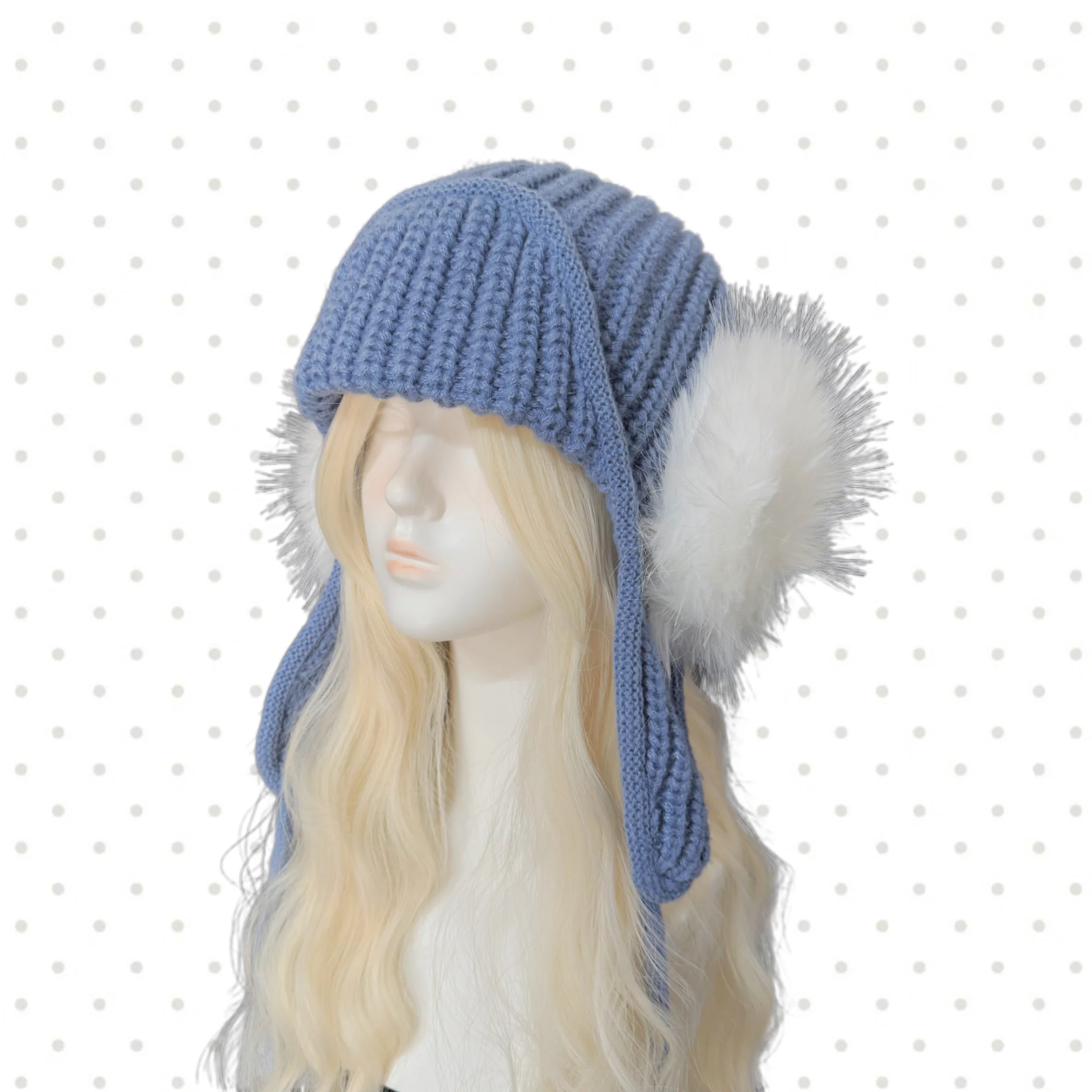 fur ball knitted coquette hat - Image 5