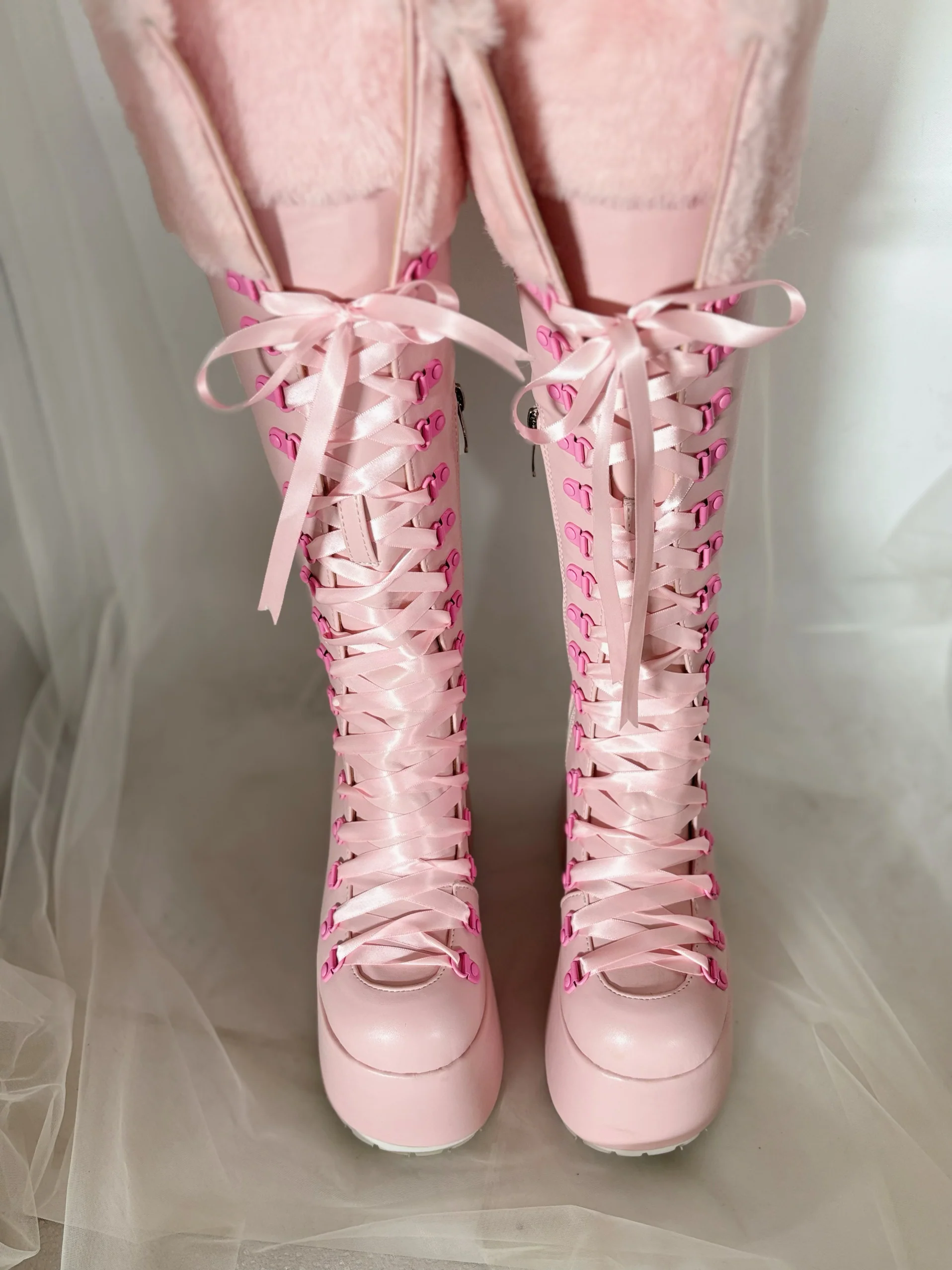 fur trim winter coquette boots - Image 2
