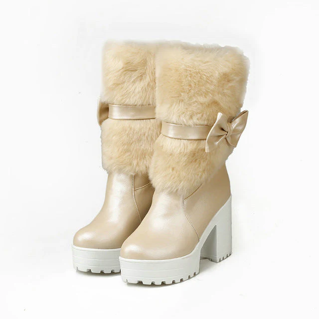 Furry Pink Bow Boots - Image 10