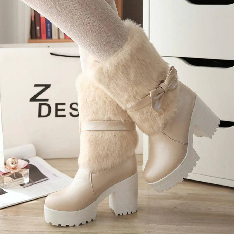 Furry Pink Bow Boots - Image 13