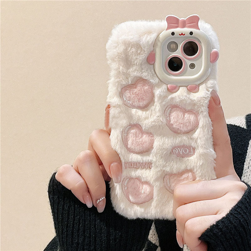 Fuzzy Heart Imprinted iPhone Case - Image 3