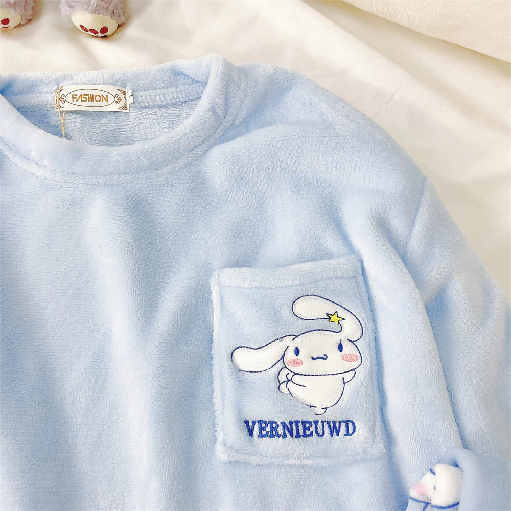 Fuzzy Kawaii Blue Pajama Set - Image 5