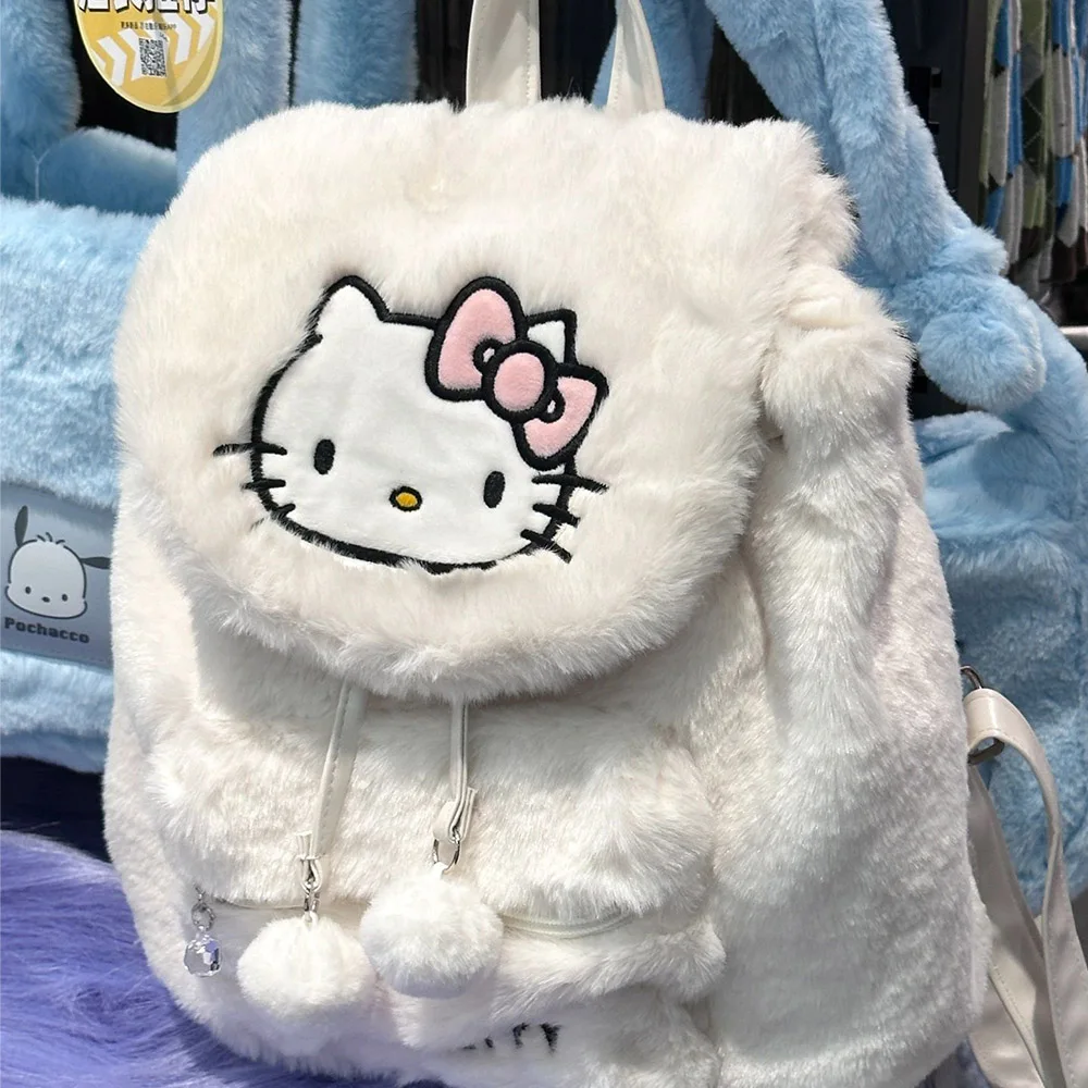 Fuzzy Kawaii Pompom Backpacks - Image 2