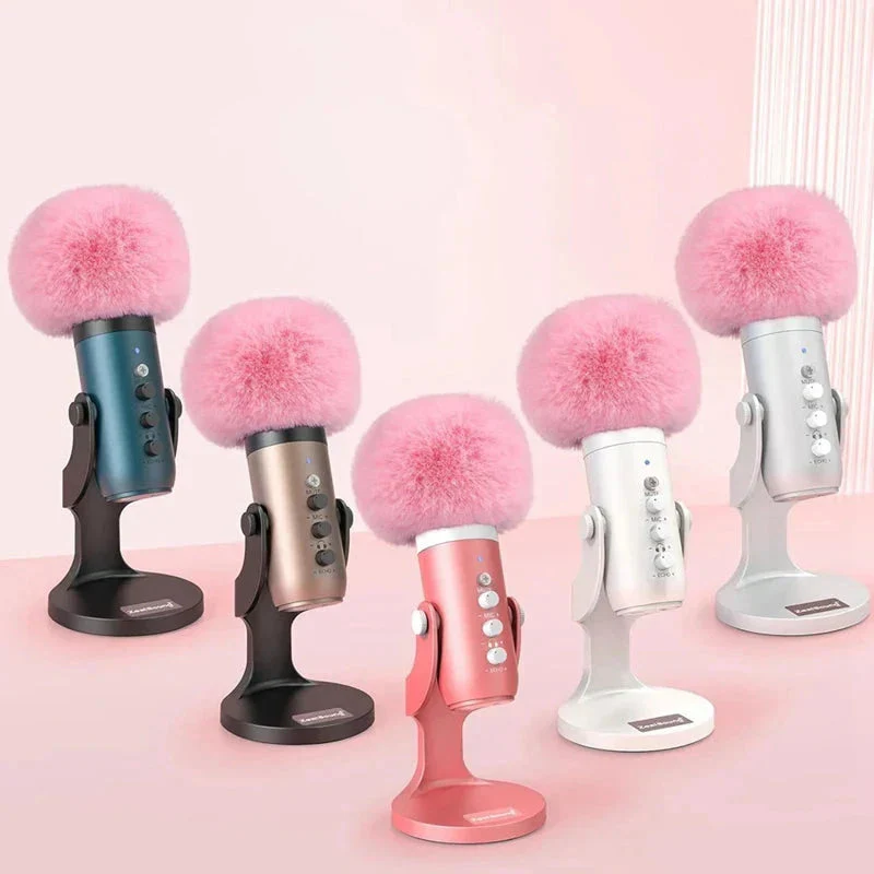 Fuzzy Pink Foam Microphone Dust Muff Cover
