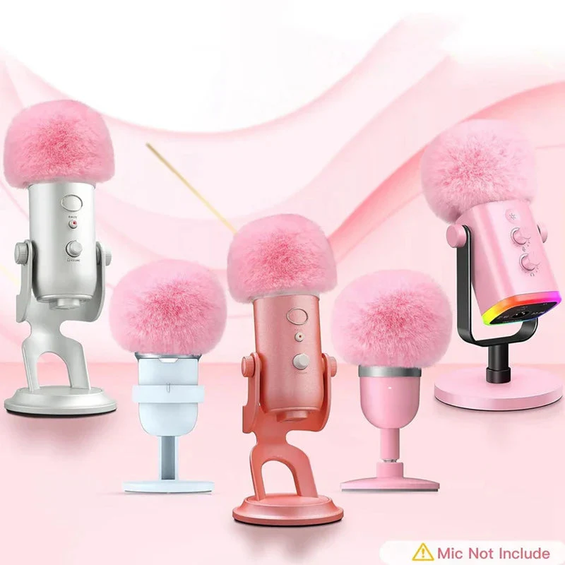 Fuzzy Pink Foam Microphone Dust Muff Cover - Image 2