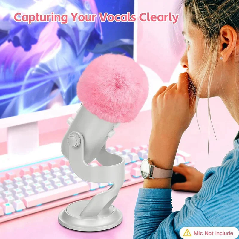 Fuzzy Pink Foam Microphone Dust Muff Cover - Image 3