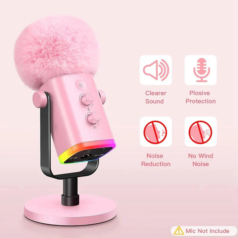 Fuzzy Pink Foam Microphone Dust Muff Cover - Image 4