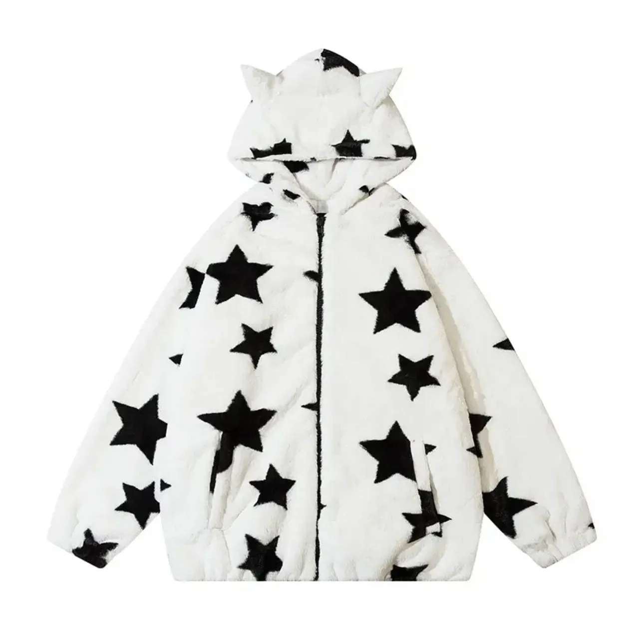 Fuzzy Star Oversized Zip Up Hoodie - Image 7