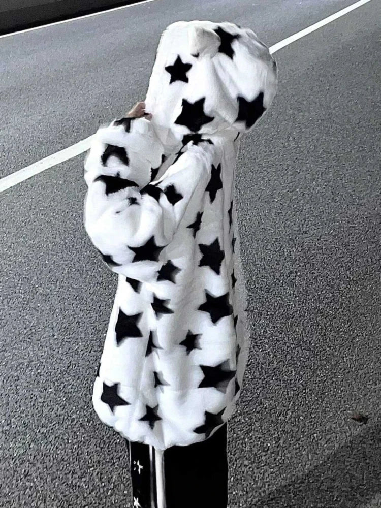 Fuzzy Star Oversized Zip Up Hoodie - Image 2