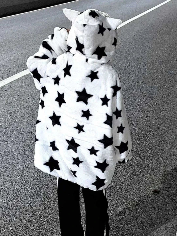Fuzzy Star Oversized Zip Up Hoodie - Image 5