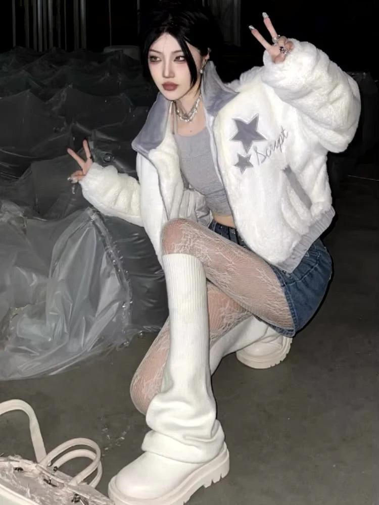 Fuzzy Star Zip Up Jacket - Image 5