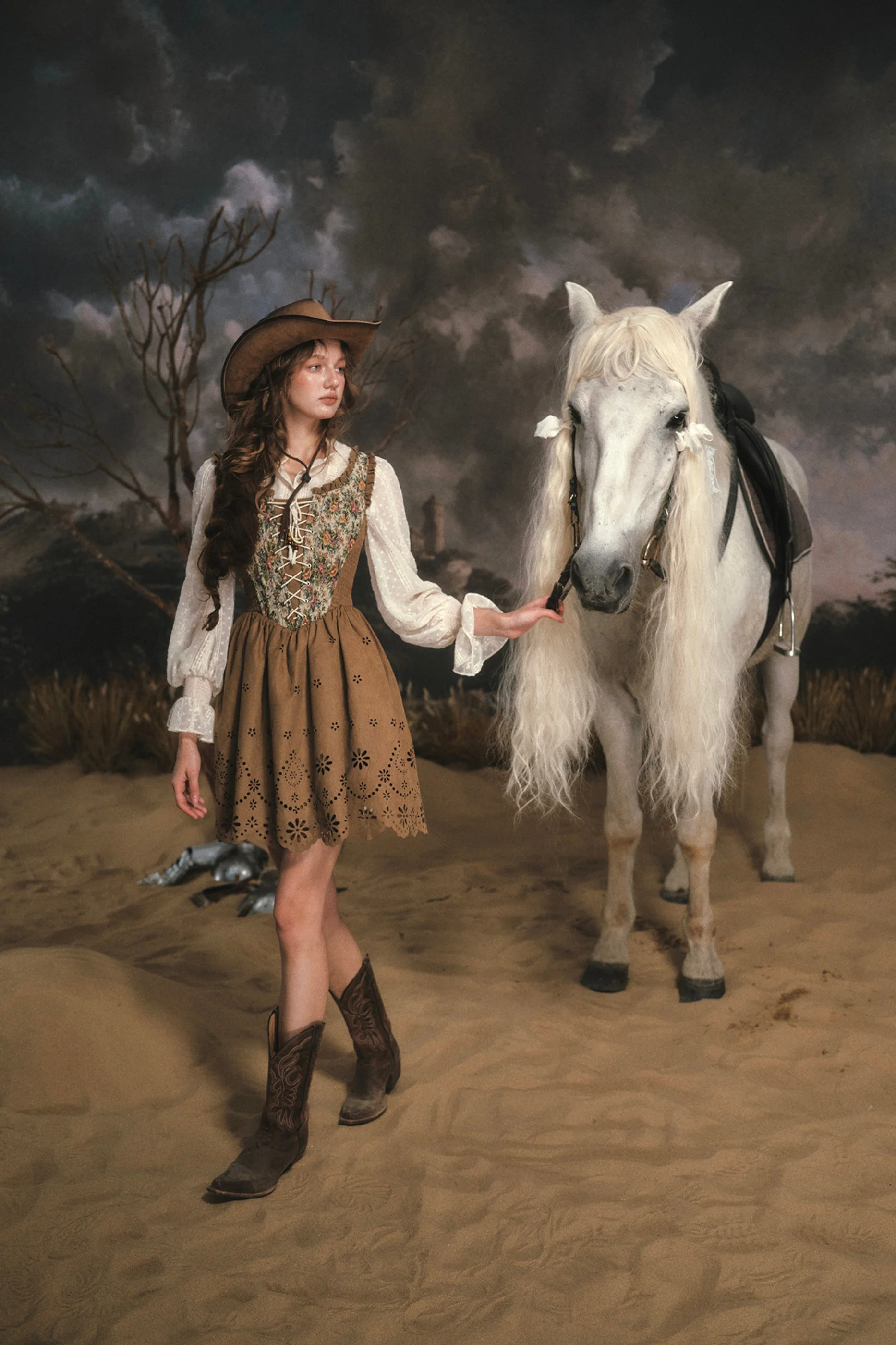 Western Suede Vest Dress - Image 7