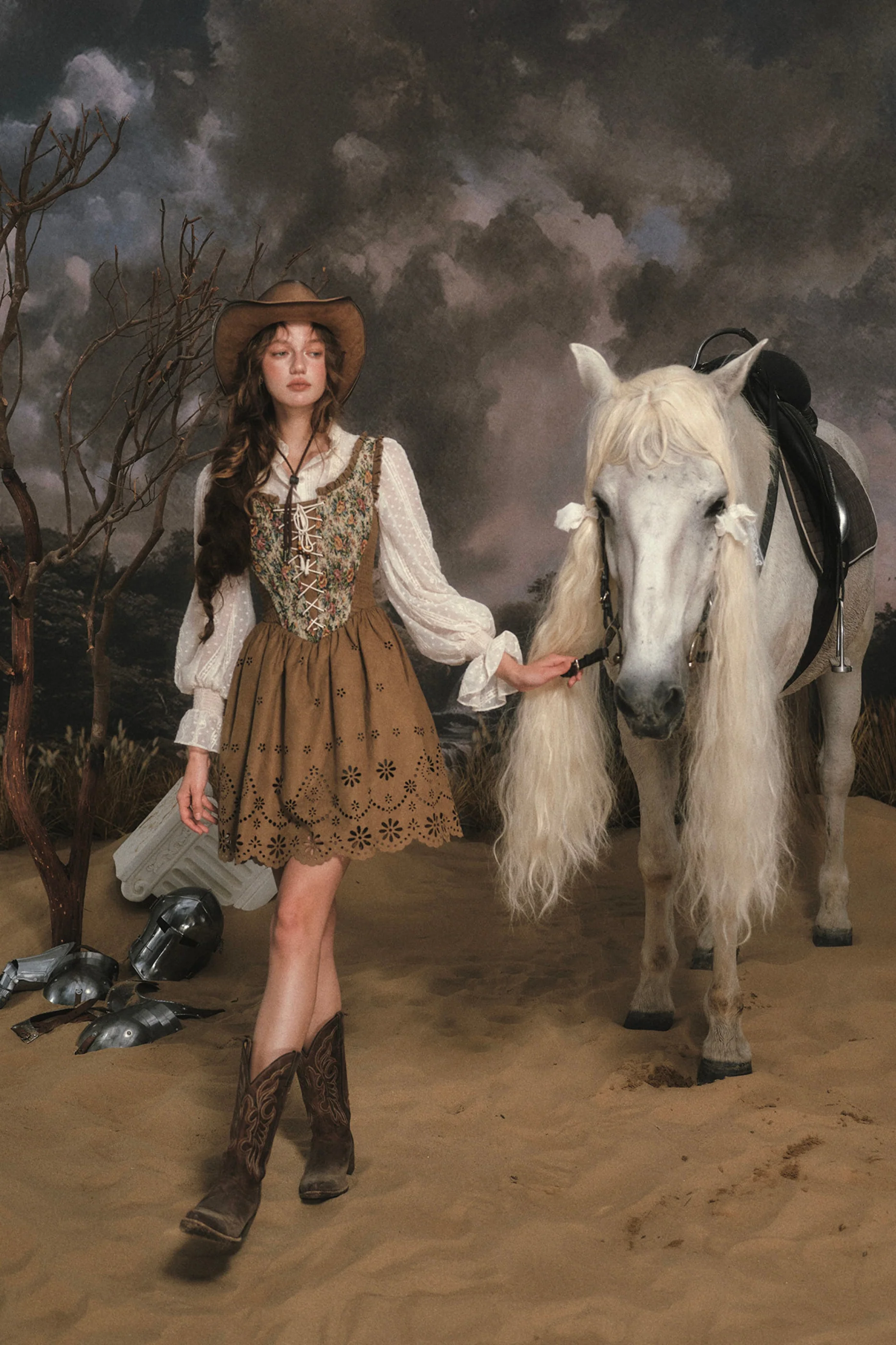 Western Suede Vest Dress - Image 8