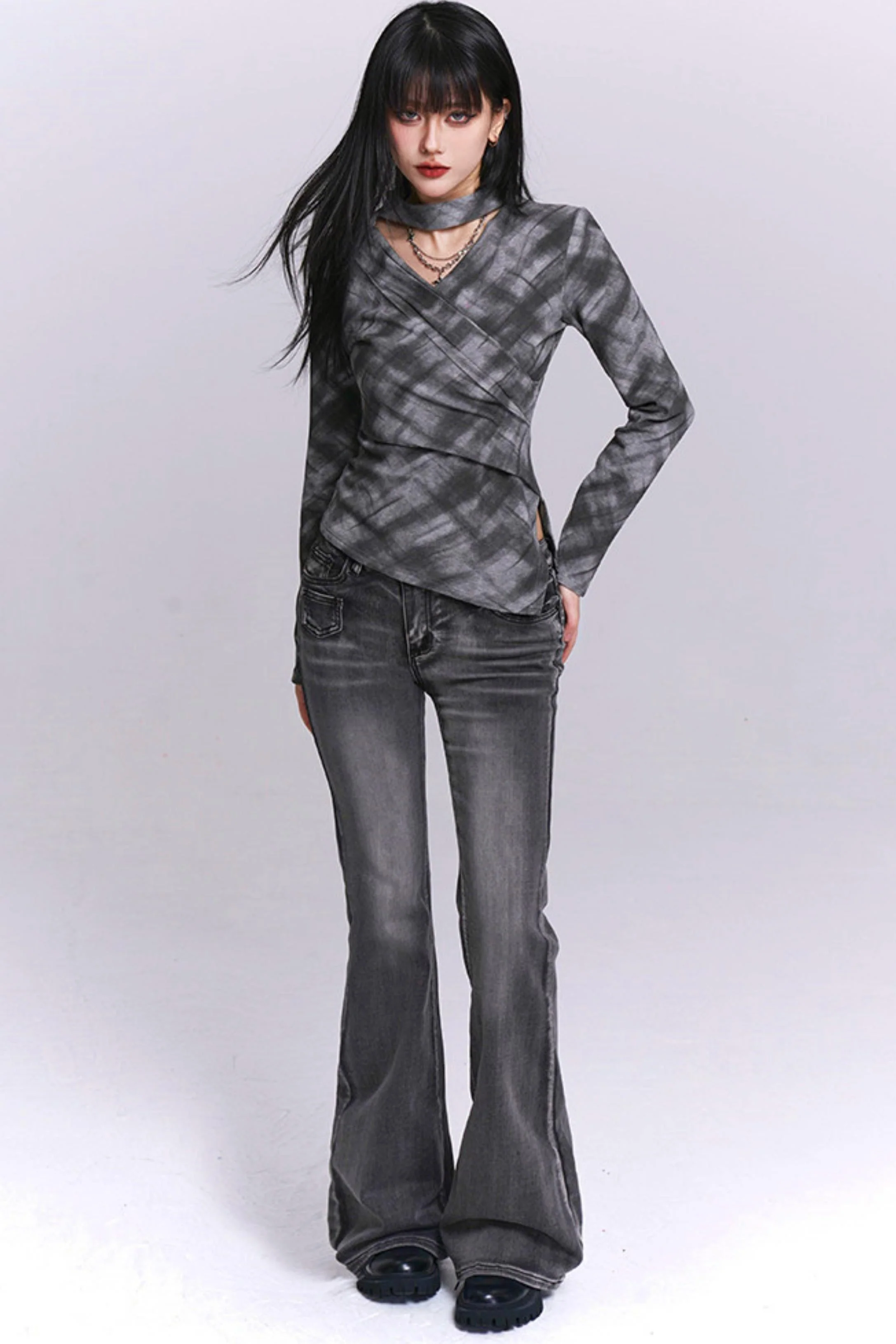 Ghostly Gray Plaid Top - Image 6