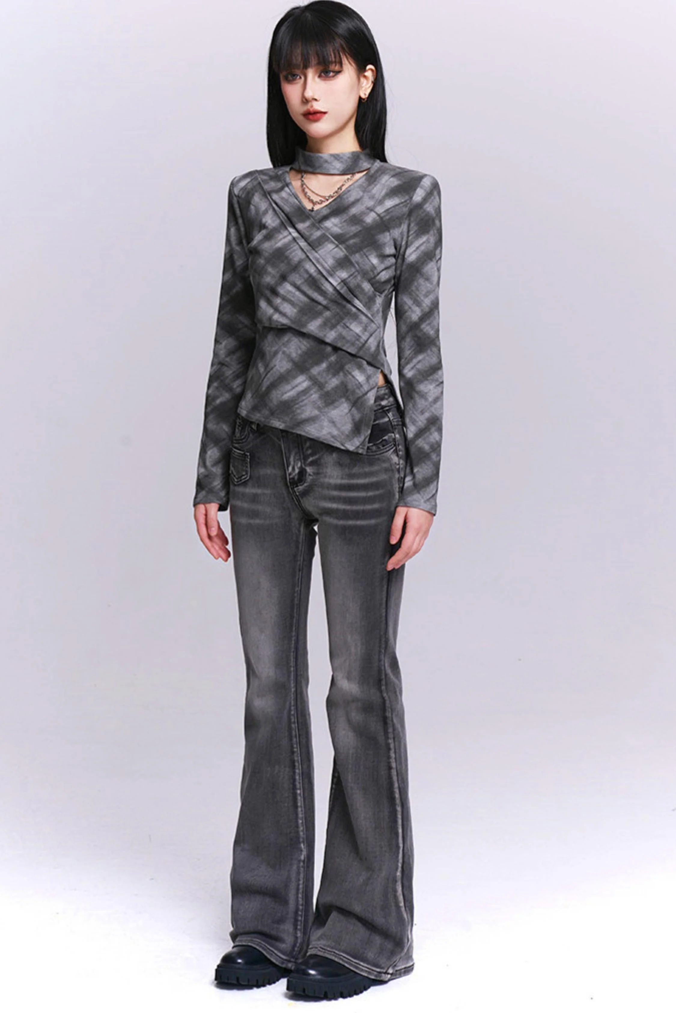 Ghostly Gray Plaid Top - Image 7