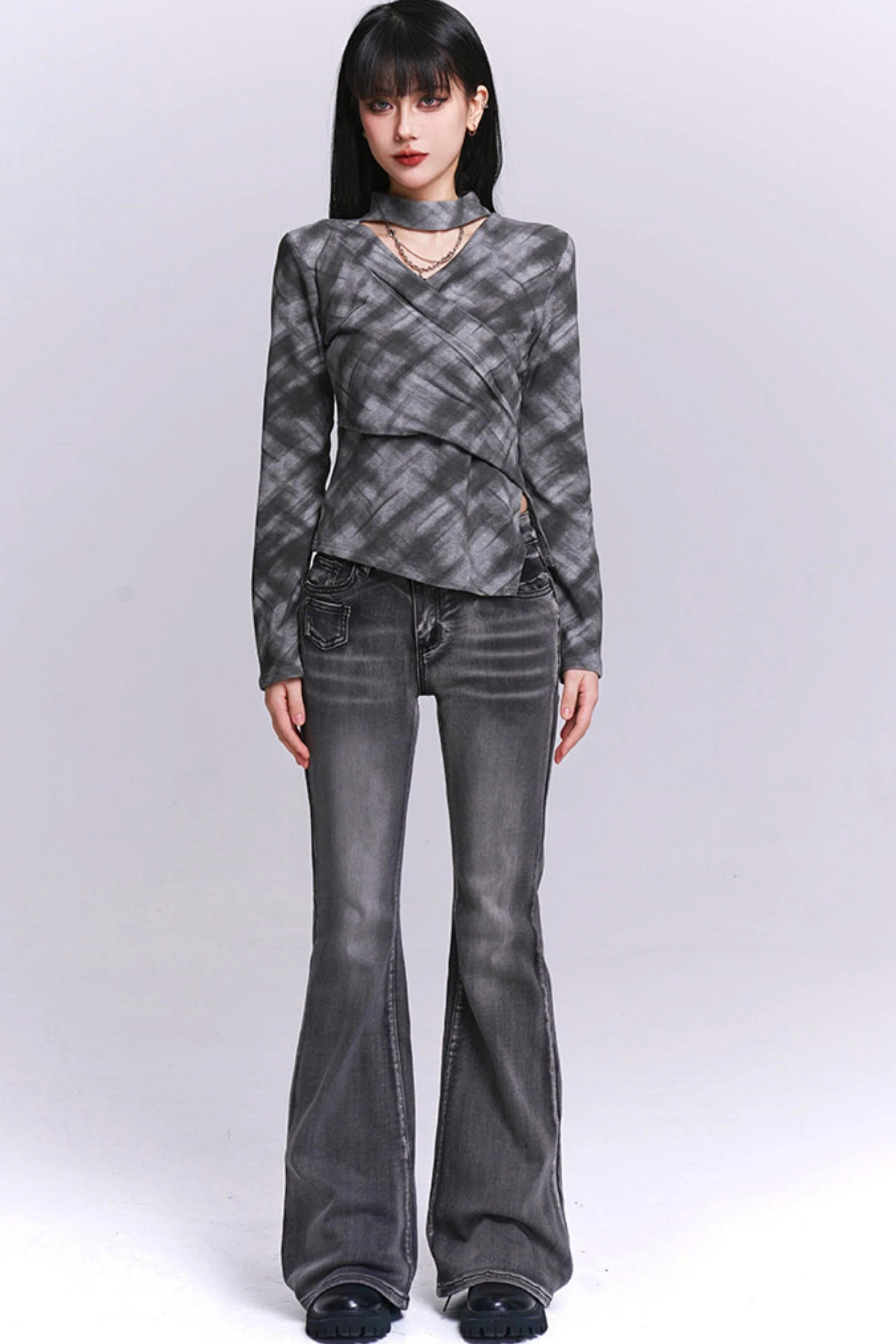 Ghostly Gray Plaid Top - Image 8