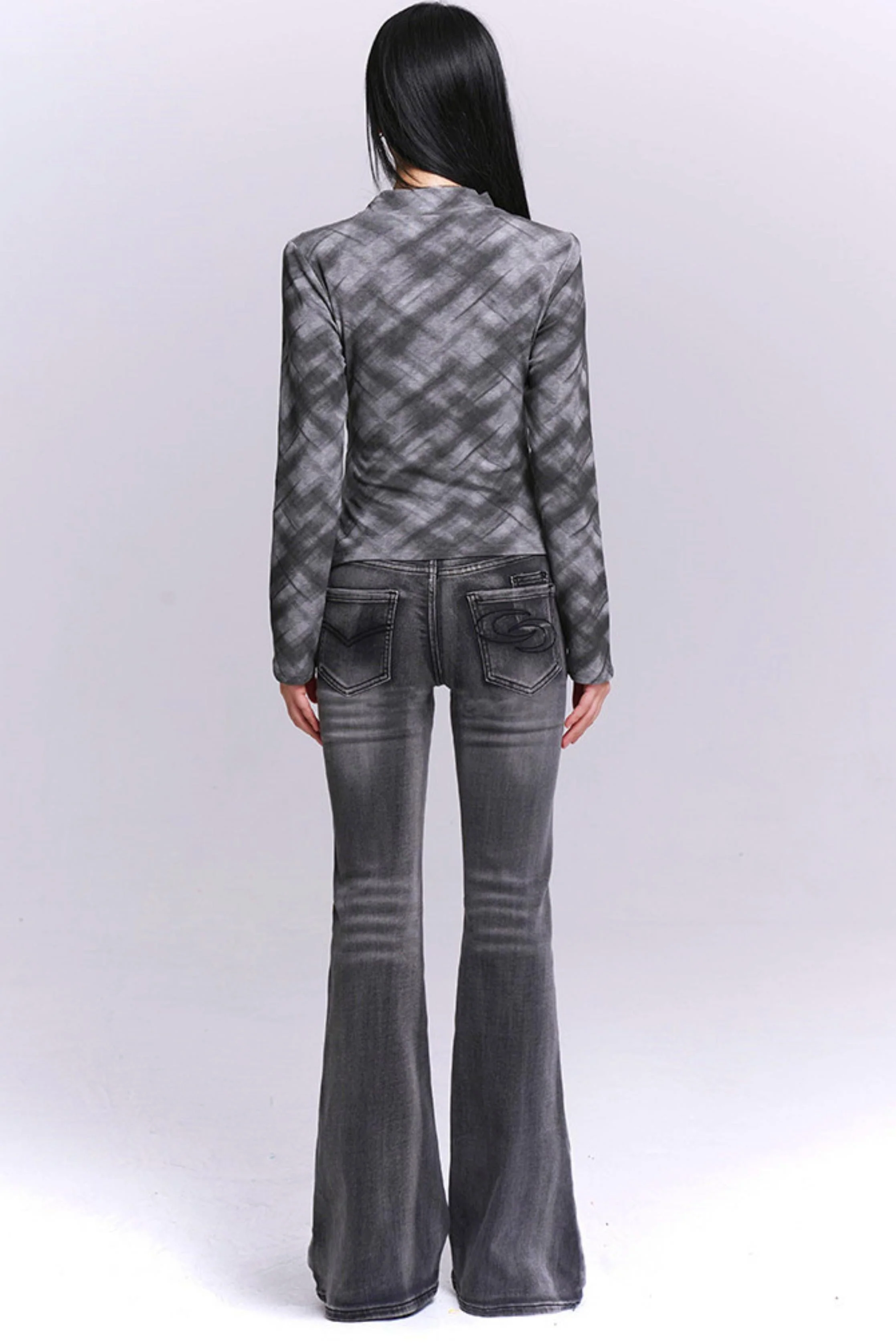 Ghostly Gray Plaid Top - Image 9
