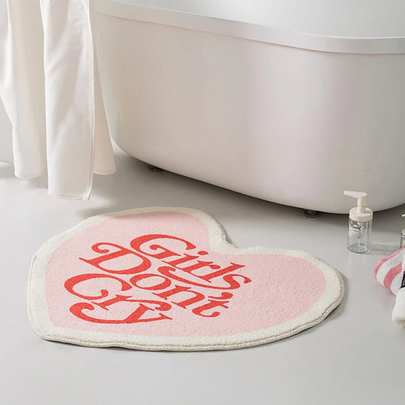 Girls Don't Cry Pink Heart Shape Carpet - Image 3