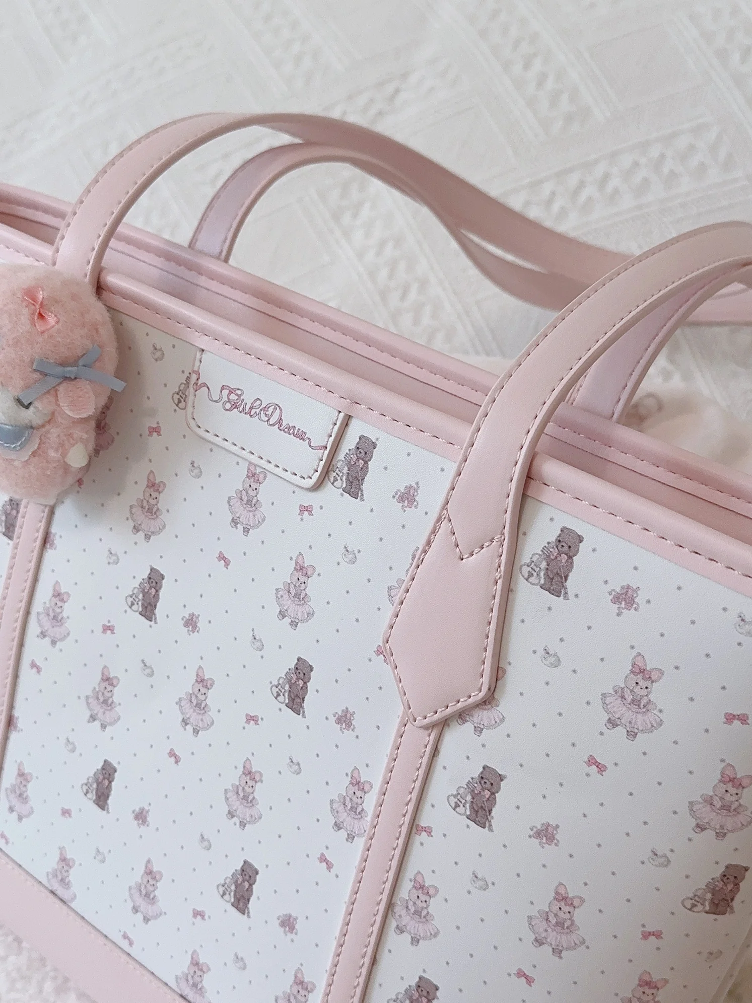 Girl's Dream Bunny and Bear Tote Bag - Image 3