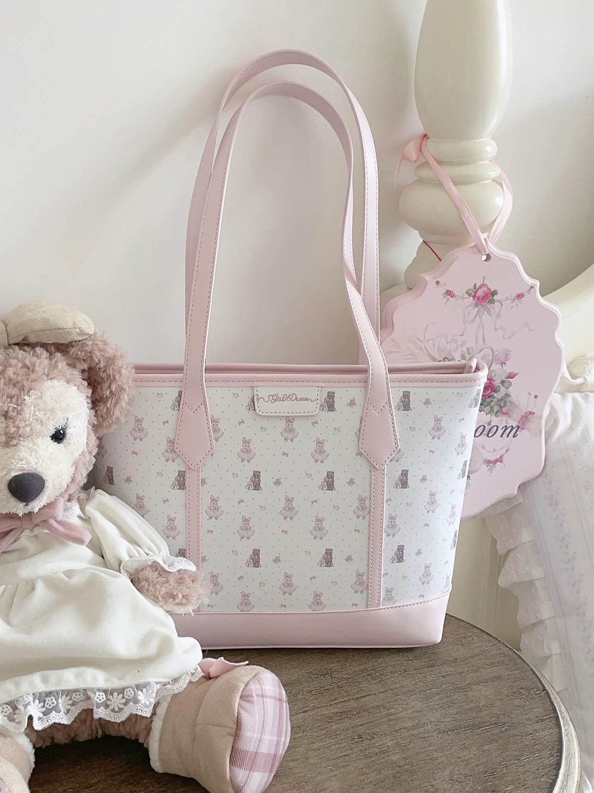 Girl's Dream Bunny and Bear Tote Bag - Image 5