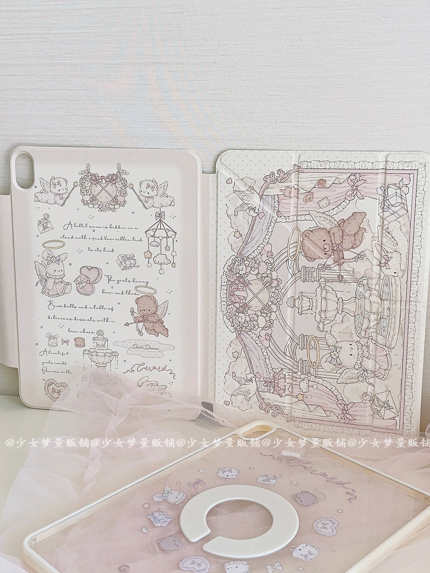 Girl's Dream Rabbit Bear iPad Protective Magnetic Case - Image 4