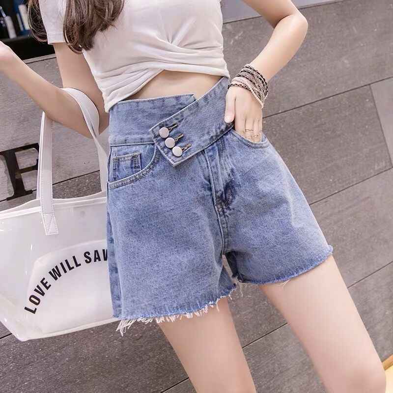 Girls Loose Raw Edge Print Denim Shorts - Image 4