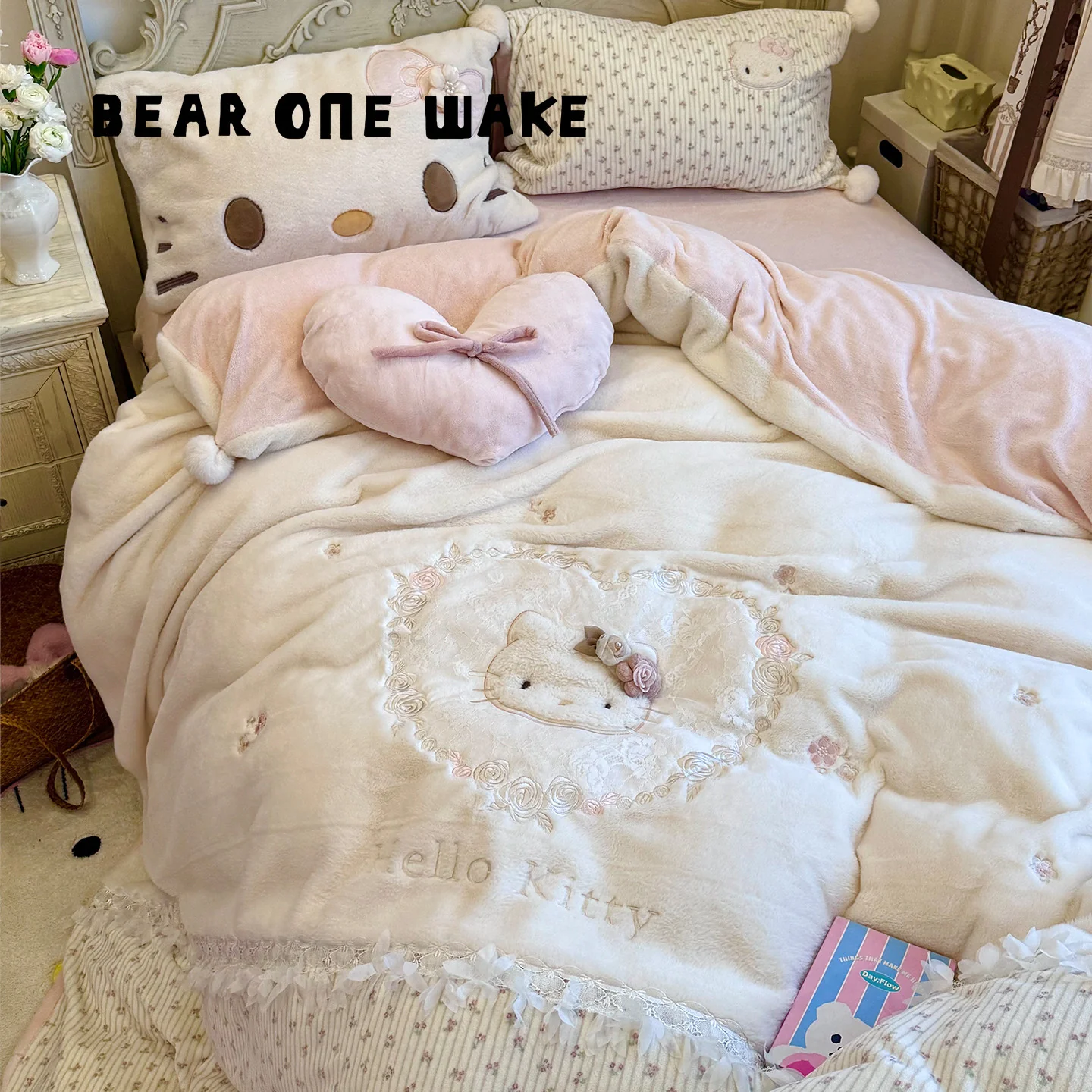Girly Heart KT Cat Bed Four Piece Set