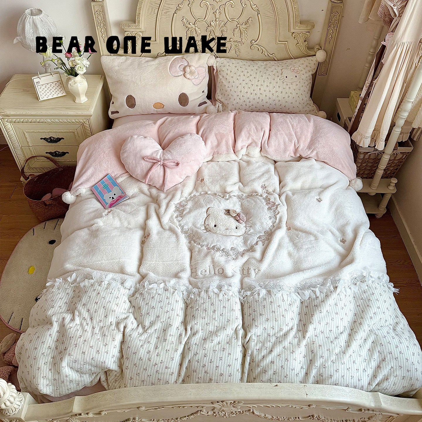 Girly Heart KT Cat Bed Four Piece Set - Image 5