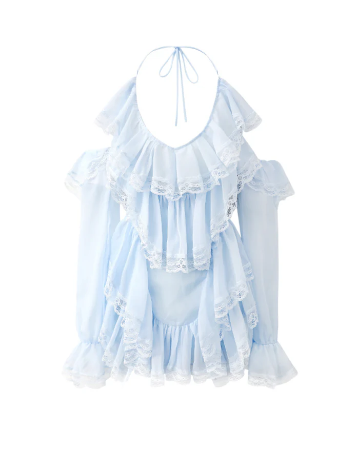 Glacier Multi-layered Lace Splicing Coquette Dress - Image 6