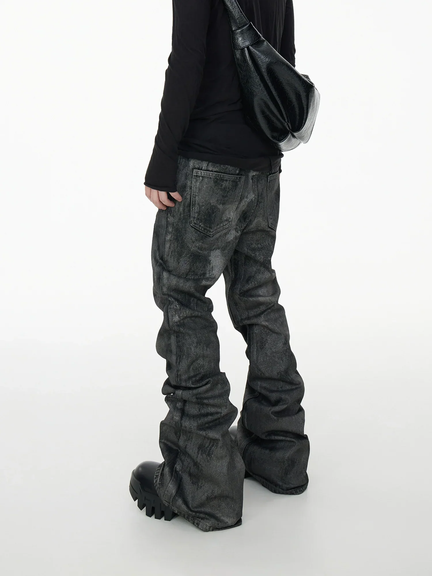 Glitter Coated Acid Wash Black Stacked Jeans - Image 3