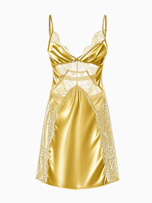 Gold Hollow Lace Nightgown