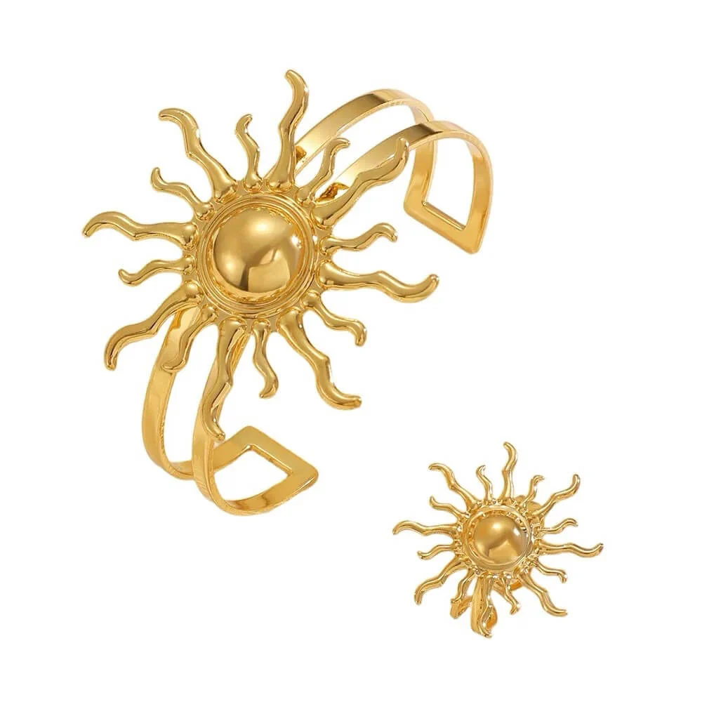 Gold Sun Bracelet and Ring Set - Image 4