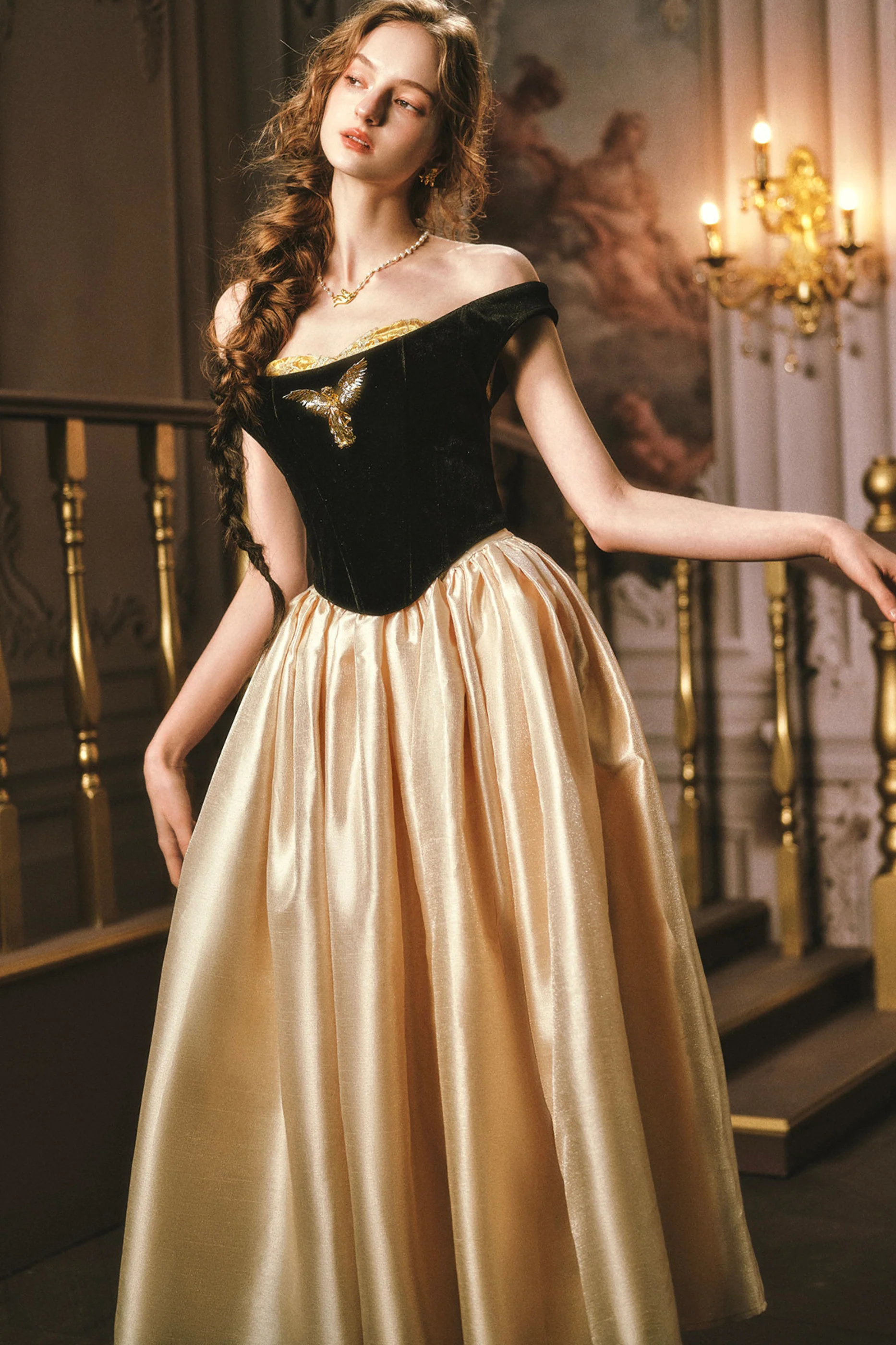 Golden Eagle Lace Corset Top + Skirt + Brooch - Image 11
