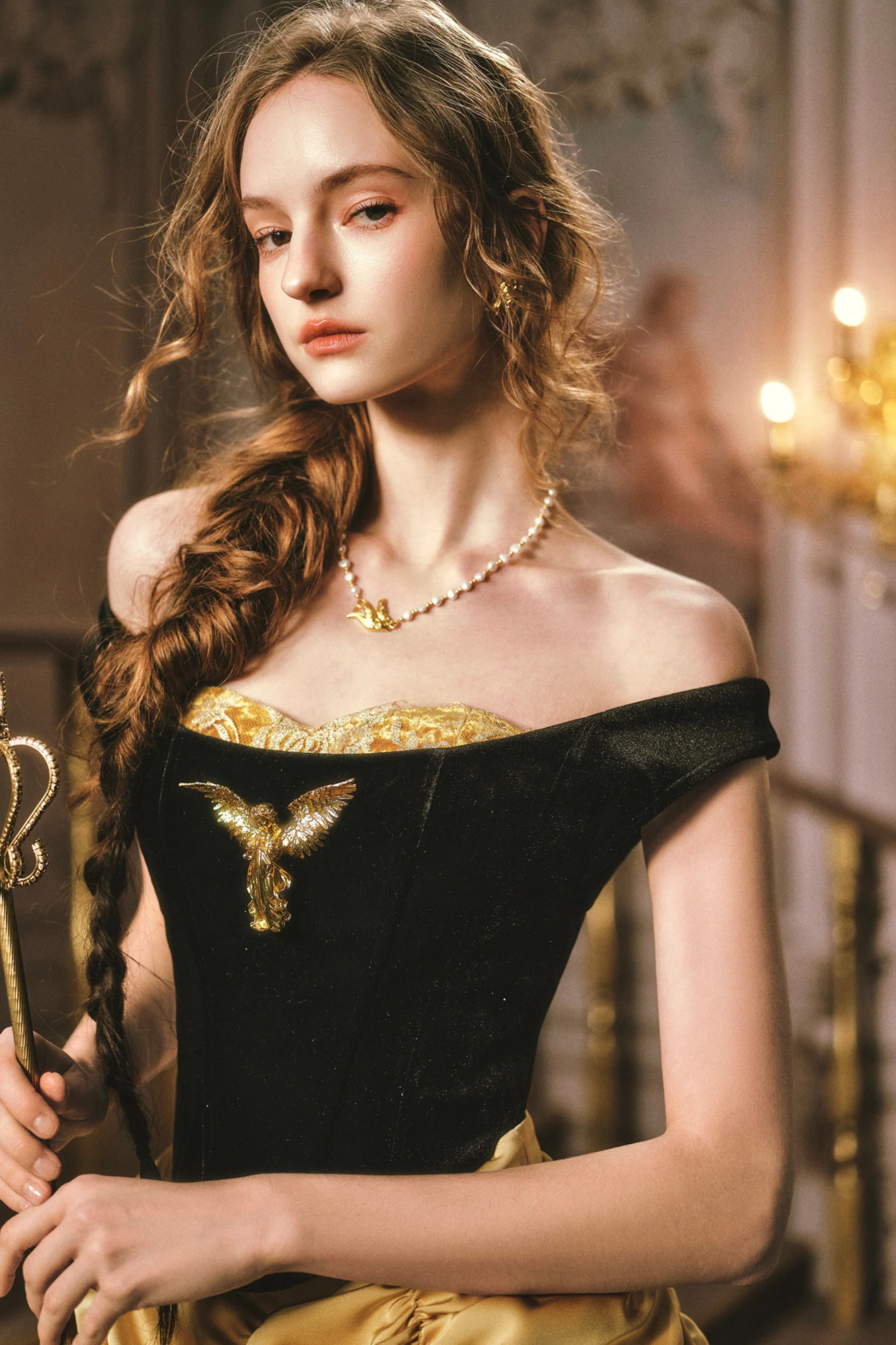 Golden Eagle Lace Corset Top + Skirt + Brooch - Image 2