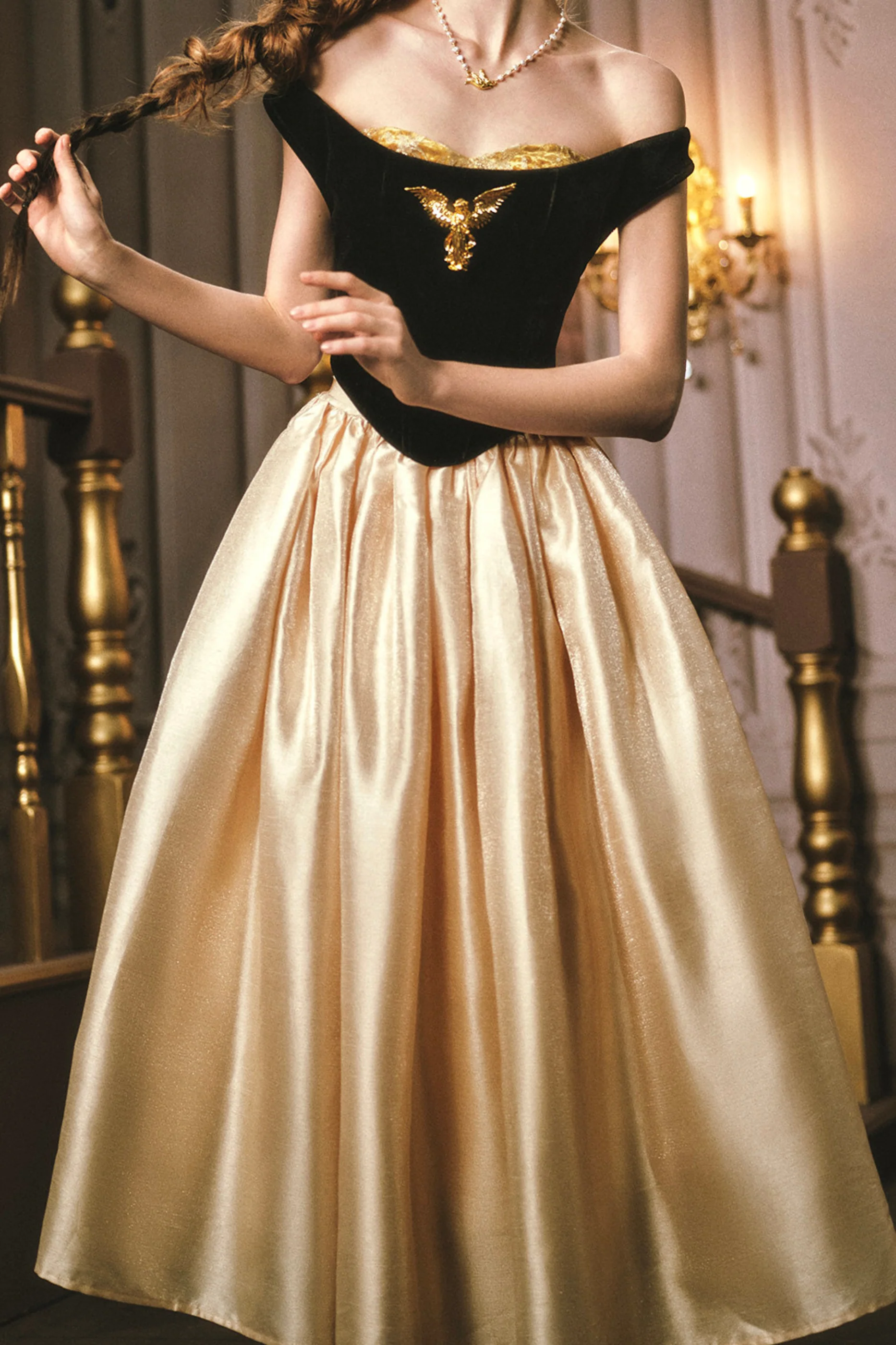 Golden Eagle Lace Corset Top + Skirt + Brooch - Image 14