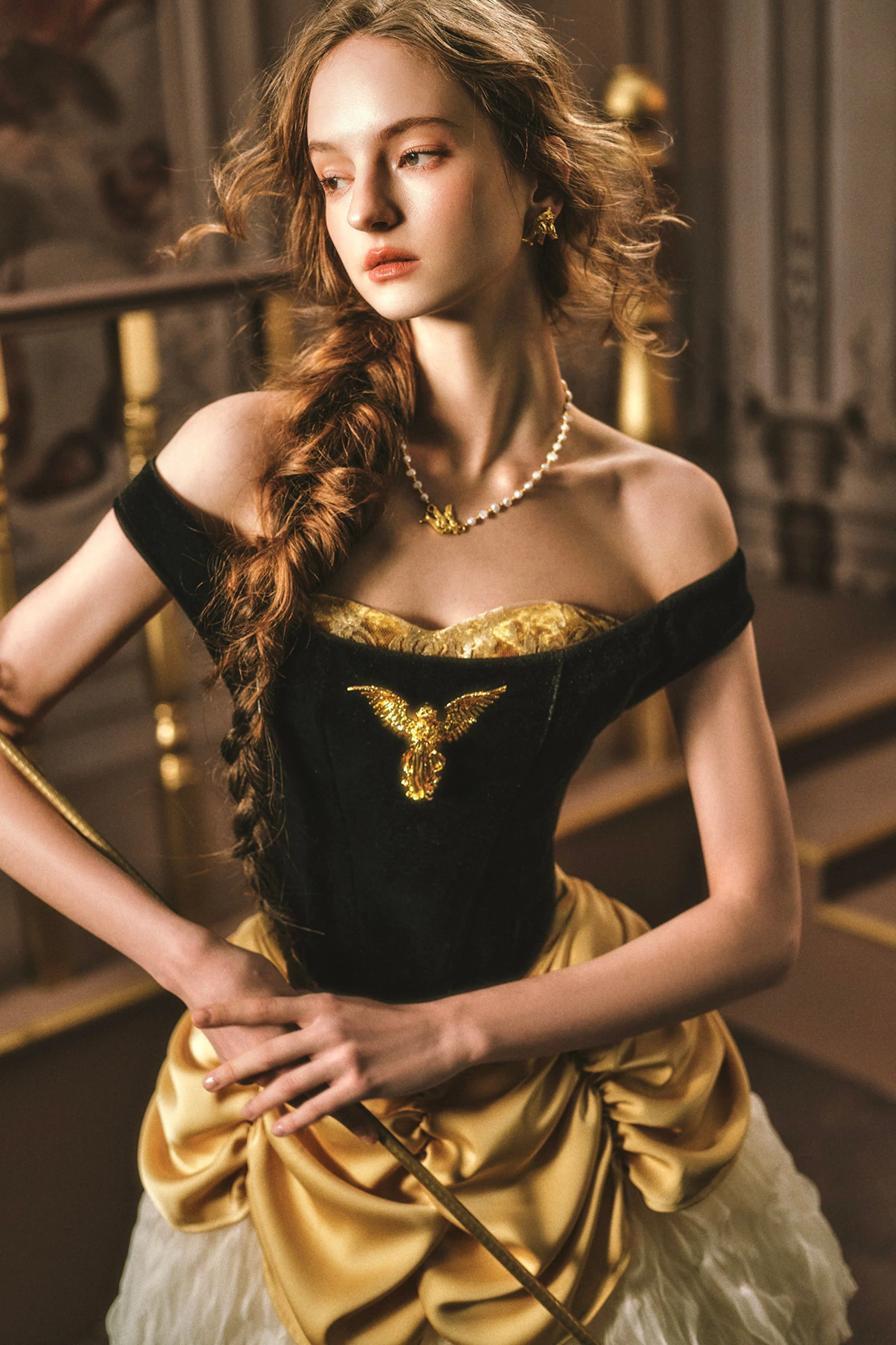 Golden Eagle Lace Corset Top + Skirt + Brooch - Image 3
