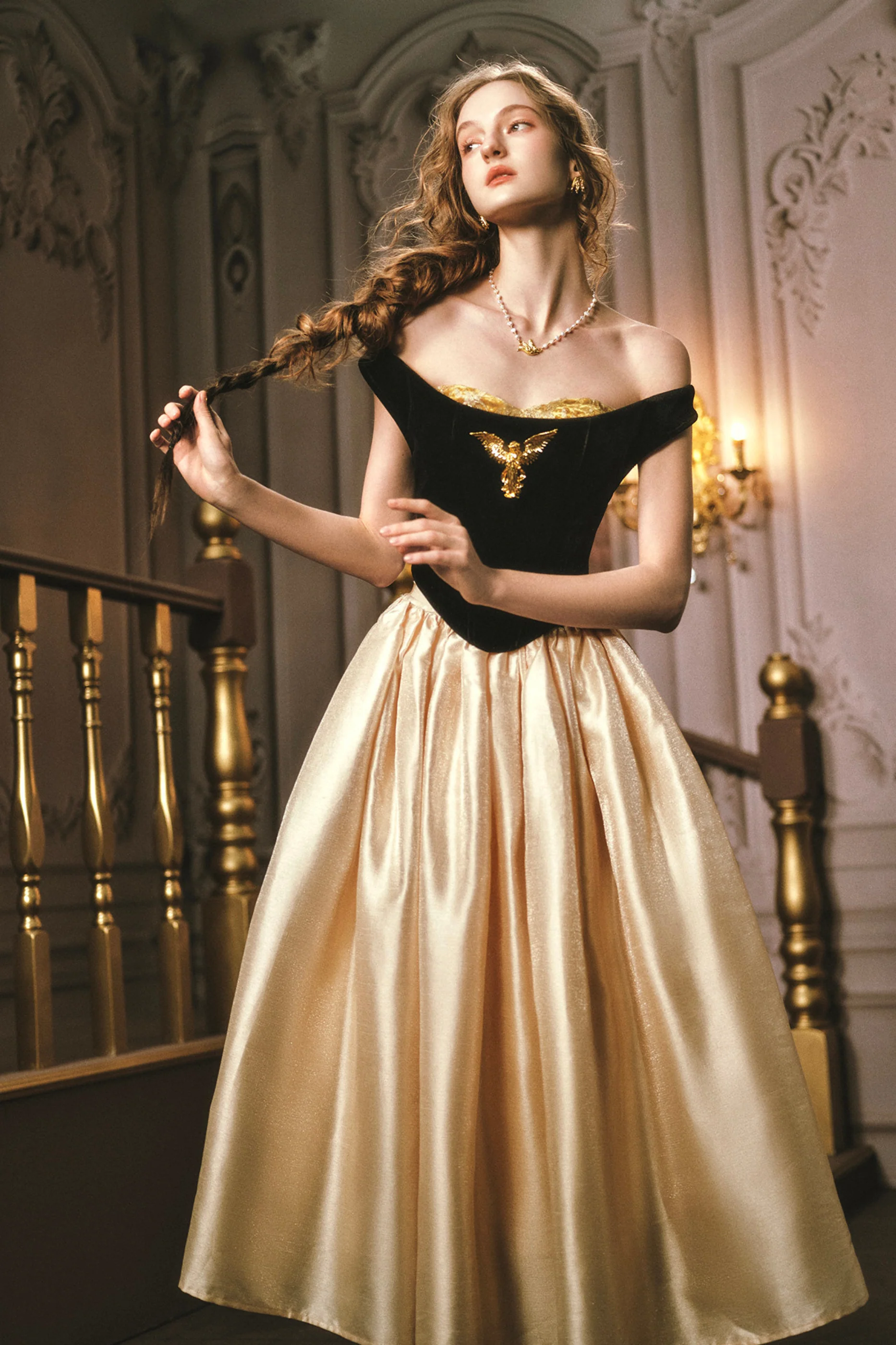Golden Eagle Lace Corset Top + Skirt + Brooch - Image 9