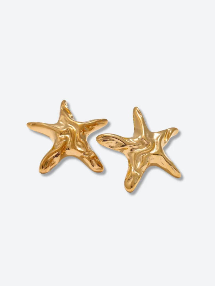 Golden Starfish Necklace & Earrings Set - Image 3