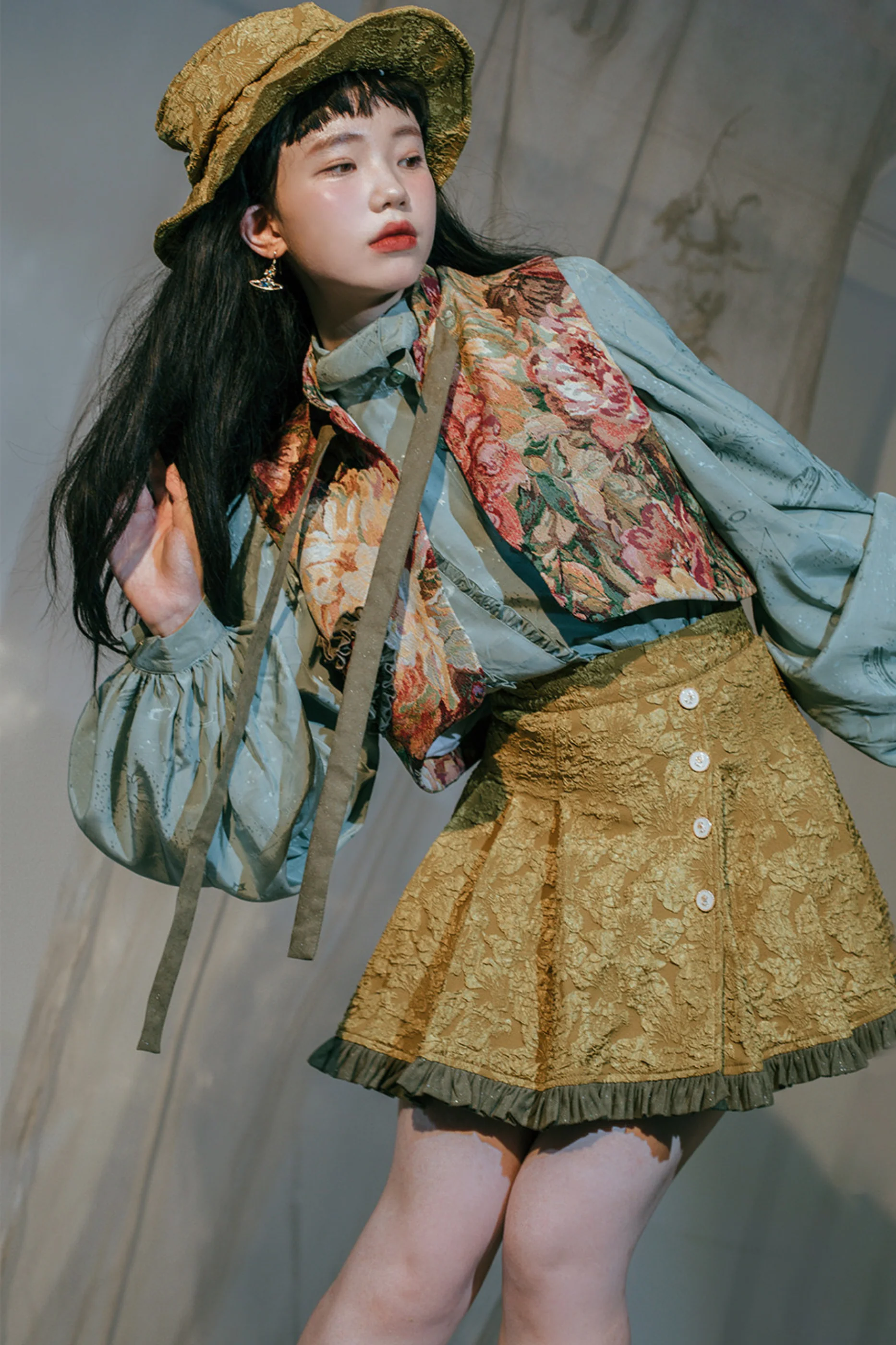 Golden Years Oil Painting Vest + Jacket + Skirt - Image 24